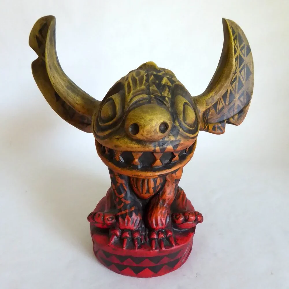 NEW 2018 OOAK #1/1 GECKO SOUTH SEA ARTS DISNEY LILO & STITCH MAORI TIKI MUG - Picture 1 of 12